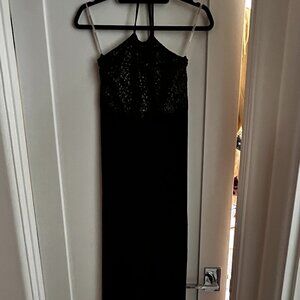 TOMMY BAHAMA Black Halter Maxi Dress with sequined bodice